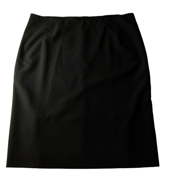 Franco Mirabelli Skirt Knee Length Black Lined 2 Back Slits Back Zipper Women 14 - Picture 3 of 12